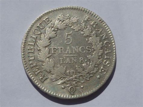 France 5 Francs An 8 Q Union Et Force Argent Catawiki