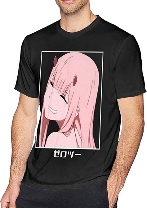 Darling In The Franxx Zero Two Mens Round Neck T Shirt Fashion Short Sleeve Shirt Cotton Quick