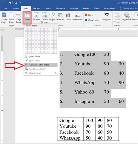 Learn New Things How To Convert Text To Table In Ms Word Easy Steps