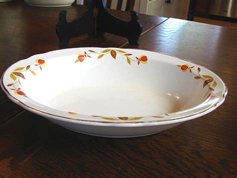 Hall China Jewel T Autumn Leaf Oval Vegetable Serving Bowl From