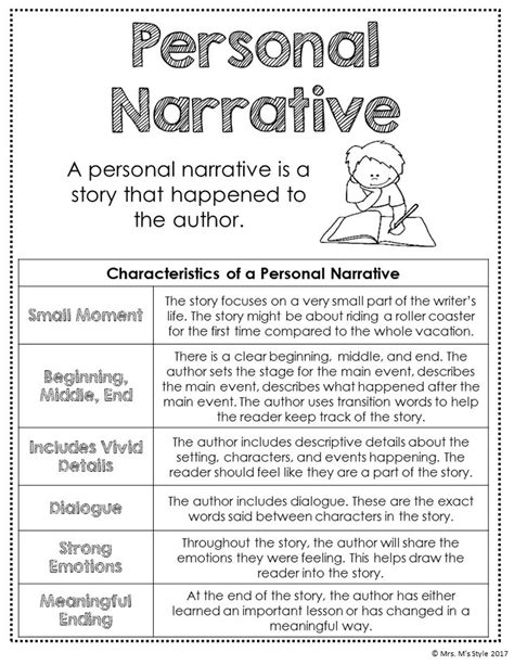 Personal Narrative Anchor Chart | Writing lessons, Teaching narrative