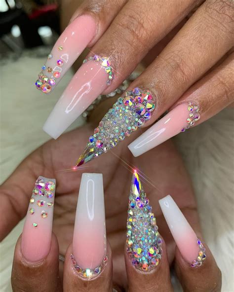 nail designs with rhinestones add some sparkle to your nails