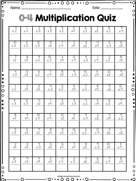 Multiplication Worksheets For 4th Graders