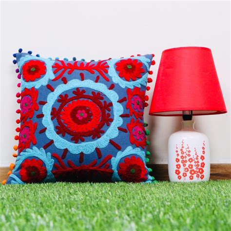 multicolor 100 cotton hand embroidered cushion covers size dimension 16 16 at rs 205 in jaipur