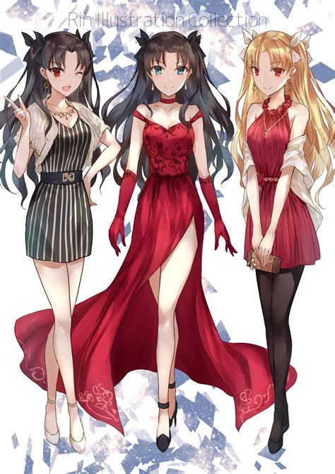 Ishtar Rin And Ereshkigal In Dresses Anime Art Girl Rin Tohsaka