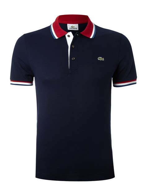 Lacoste Contrast Collar Polo Shirt In Blue For Men Lyst