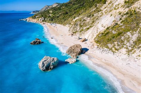 Premium Ai Image Aerial View Of Beautiful Kalamitsi Beach Ionian Sea