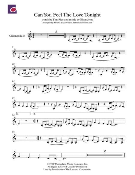 Can You Feel The Love Tonight Clarinet In Bb Sheet Music Pdf Download