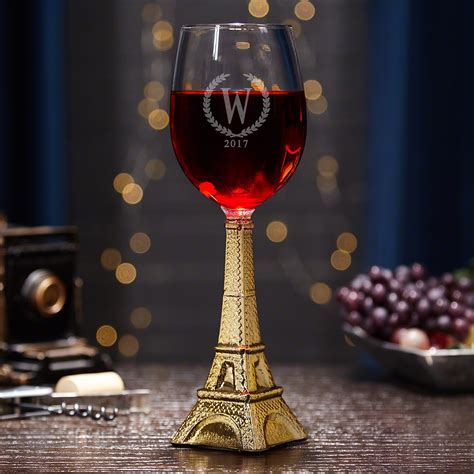 Custom Statesman Eiffel Tower Wine Glass Gold