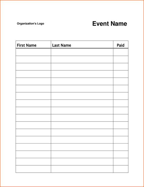 Monthly Calendar Sign Up Sheet Template Blank Calendar Template