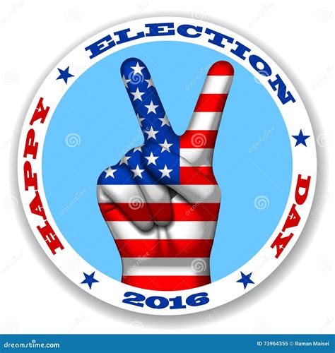 Happy Election Day Sticker With A Victory Symbol And American Fl Stock