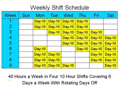 10 Hour Shift Schedule Templates Quotes Shift Schedule Schedule