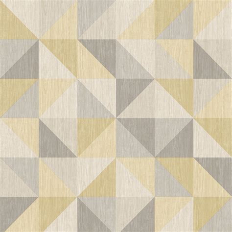 Yellow And Grey Geometric Squares Wallpaper Paste The Wall Triangles