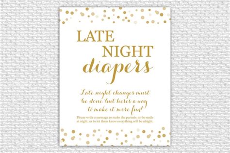 Late Night Diapers Game Sign 8x10 Printable Baby Shower