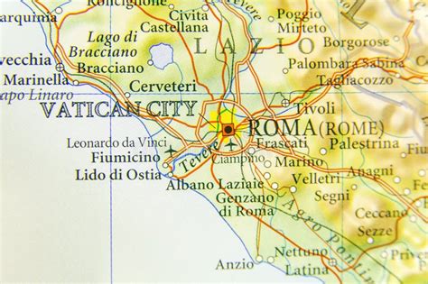 Geographic Map Of European Country Italy With Rome Capital City Stock