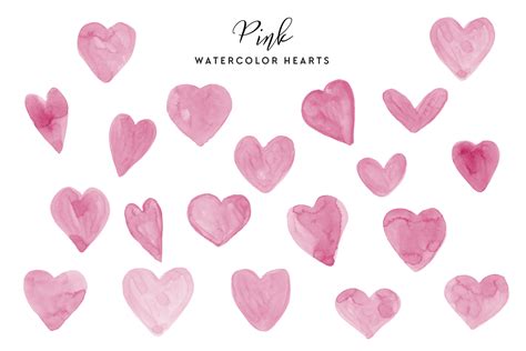 Pink Watercolor Hearts - set of 20 handpainted hearts (143297 ...