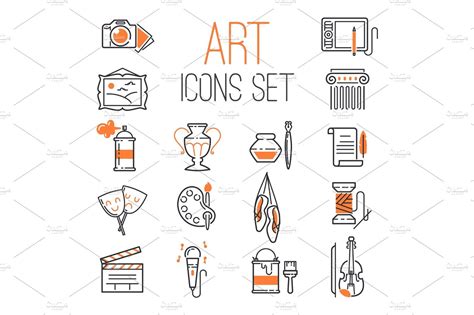 Art Icons Set Vector Illustrator Graphics Creative Market