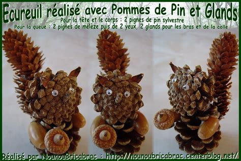 Ecureuil Réalisé Avec Pommes De Pin Et Glands 2