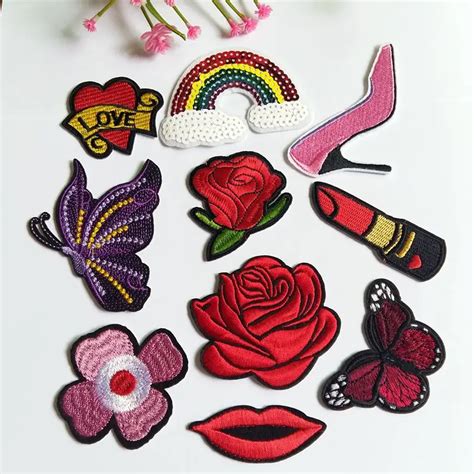 Mix 10 Pcs Patches Clothing Iron On Clothes Stickers Embroidery Patch
