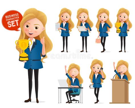Female Business Characters Vector Set Business Woman Character