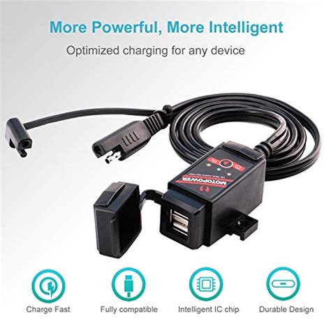 Motopower Mp Motorcycle Dual Usb Charger Sae To Usb Adapter Battery Monitor With