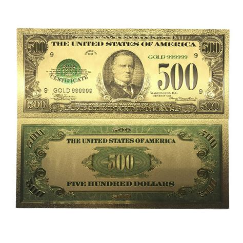 500 Dollar American Dollar Bill 24k Gold Plated Art Collectibles Fake