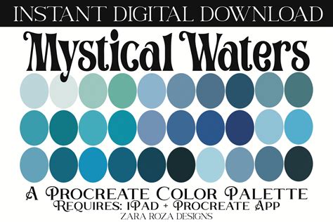Mystical Waters Procreate Ocean Blue Green Color Palette Ph