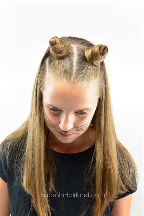 Cat Ears Using Your Own Hair 2 Halloween Hairstyle Babes In Hairland