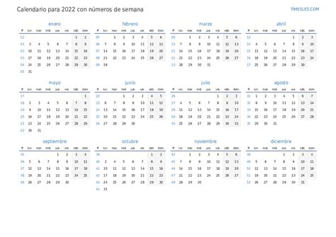 Calendario Para 2022 Con Semanas Imprimir Y Descargar Calendario