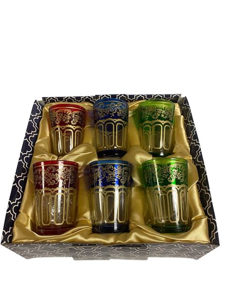 Buy Marrakech Tea Time Moroccan Style Tea Glasses Set Of In Assorted