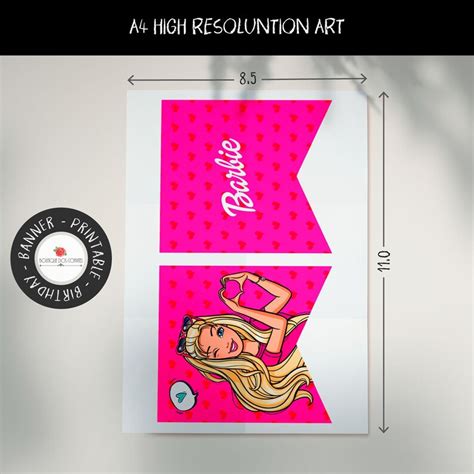 Barbie Printable Instant Download Banner Personalized Etsy