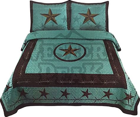3 Piece Western Lone Star Barb Wire Cabin Lodge Quilt