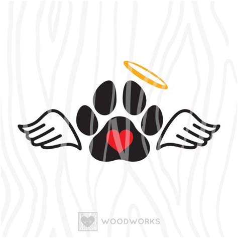 Svg Dxf 3 Pack Memorial Angel Pet Paw Print Design 3 With Halo