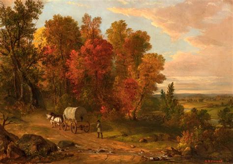 Autumn Landscape Horse Carriage Painting By American Asher Brown Durand