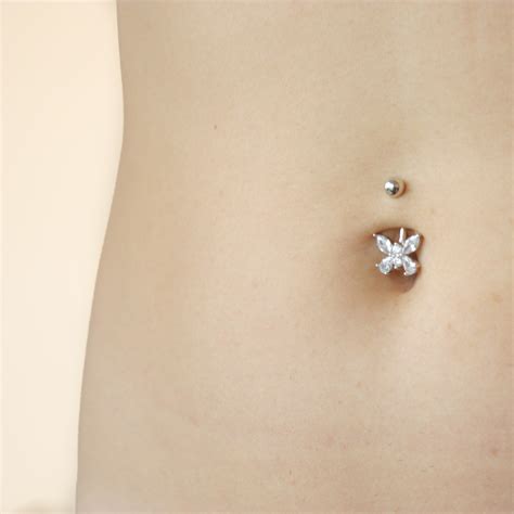 Solid 925 Silver Butterfly Belly Ring 14g 6mm 14 Etsy Belly Piercing Jewelry Belly Button