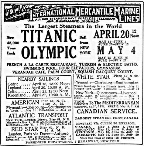 File19120415 Titanic And Olympic Advertisement The New York Times