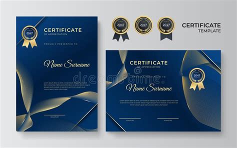 Modern Elegant Blue And Gold Diploma Certificate Template Clean Modern