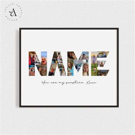 Personalized Name Photo Collage Custom Text Picture Collage Etsy