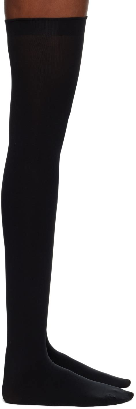 Wolford Wolford Black Fatal 80 Seamless Stay Up Socks Editorialist