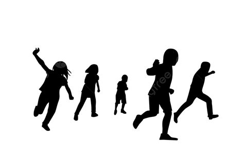 Kids Running Silhouette Vector Png Running And Playing Kids Vector