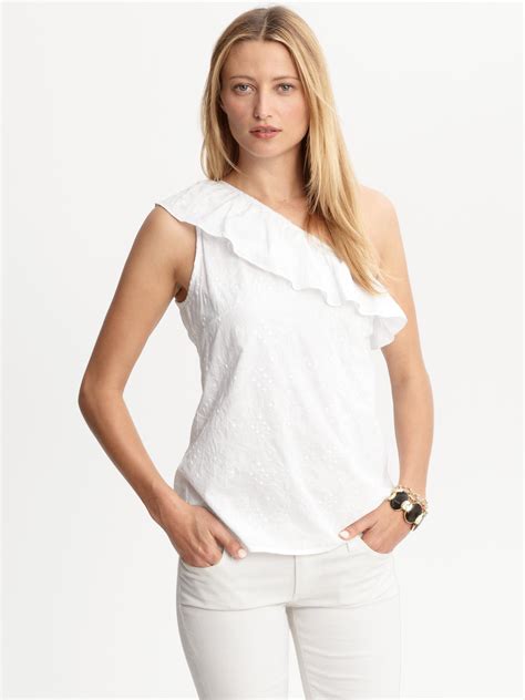 Lyst Banana Republic Embroidered One Shoulder Top In White