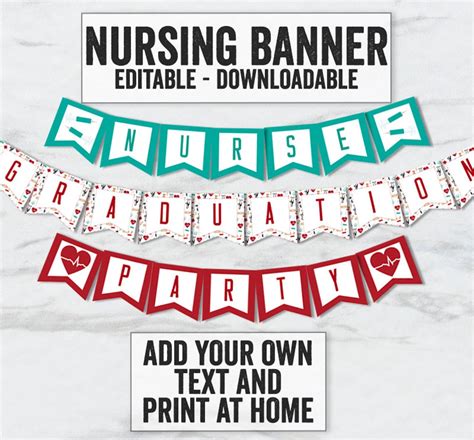 Nursing Banner Printable Editable Medical Party Bunting Any Etsy