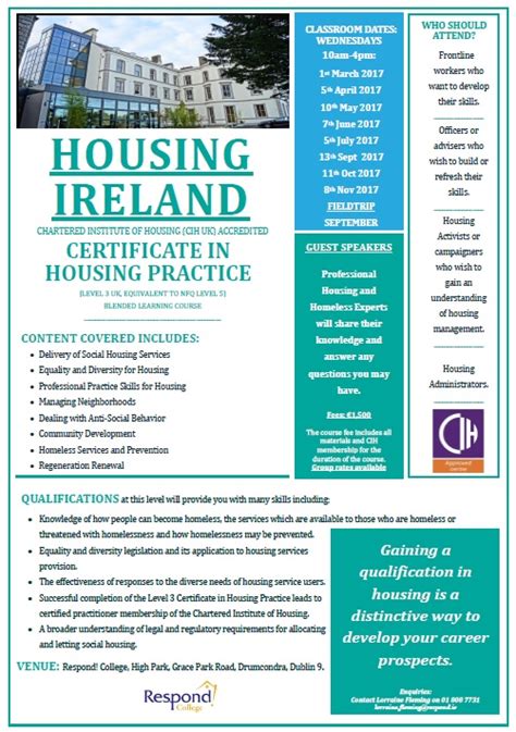Cih Accredited Certificate In Housing Dublin Respond