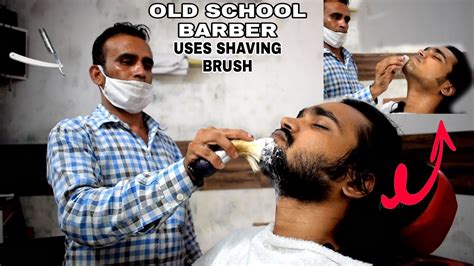 Old School Indian Barber Azgar Does Straight Razor Shave Using Brush