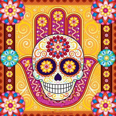 Sugar Skull Art Colorful Day Of The Dead Art By Thaneeya