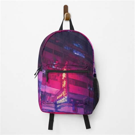 Aesthetic Backpack Laptop Pocket City Lights Pink Aesthetic