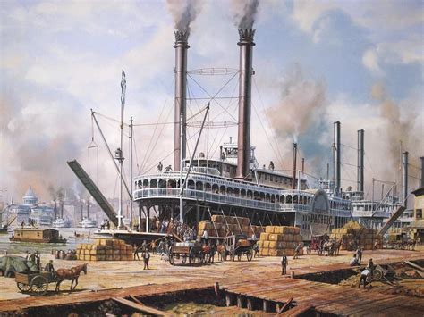 Steamship Docks Steam Boats Southern Life Landscape Paintings Acrylic