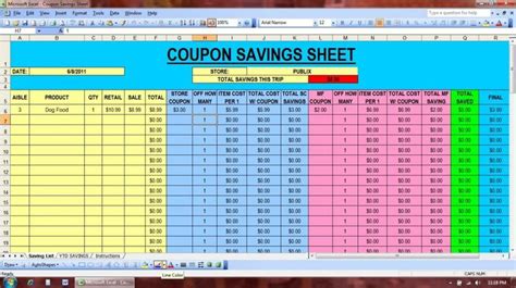 Couponing Spreadsheet For Practical Couponing Coupon