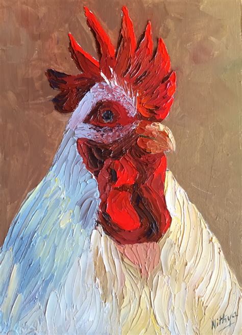 Nithya Swaminathan Original Paintings Rooster 2 Original Palette