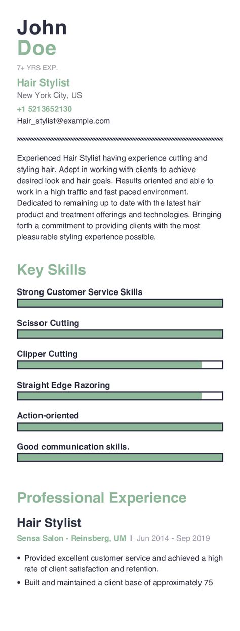 hair stylist resume example with content sample craftmycv
